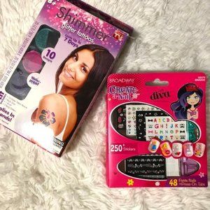 NWOT Shimmer Glitter Tattoos and Little Diva Create-A-Nail Set